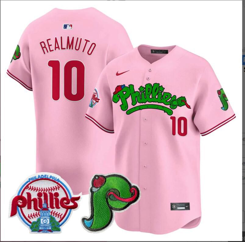 Men Philadelphia Phillies #10 Realmuto pink Limited 2024 MLB Nike jersey